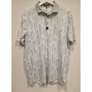 Bad Birdie Polo Shirt Mens Medium Green Cactus Print Golf Performance Stretch
